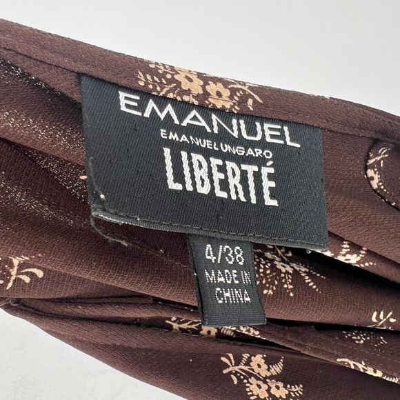 Emmanuel Ungaro Liberte Wrap Skirt Womens 4 Midi Brown Floral Boho Festival - Picture 6 of 8